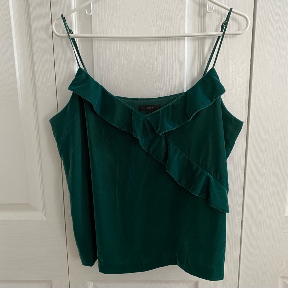 J. Crew Velvet ruffle tank